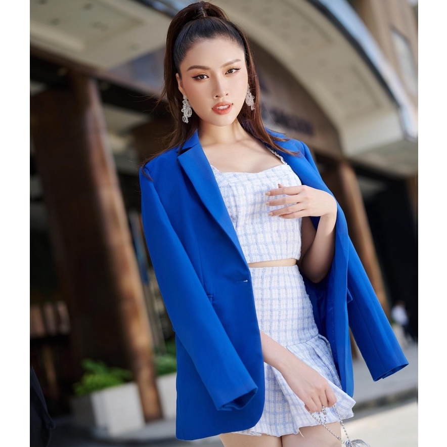 RECHIC Áo Blazer Madeline cổ vest có túi thời thượng xinh xắn phù hợp đi làm
