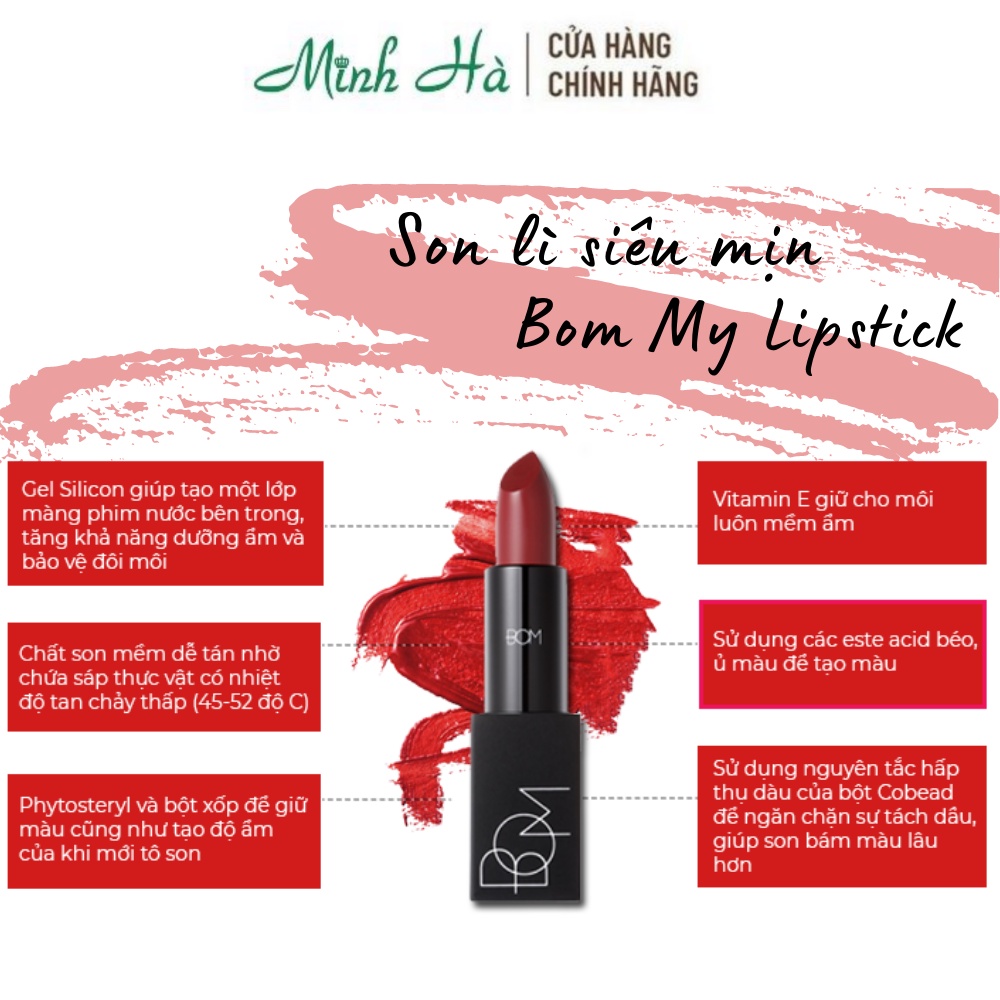 Son Bom My Lipstick 3.5g chất son lì mịn cho đôi môi rạng rỡ