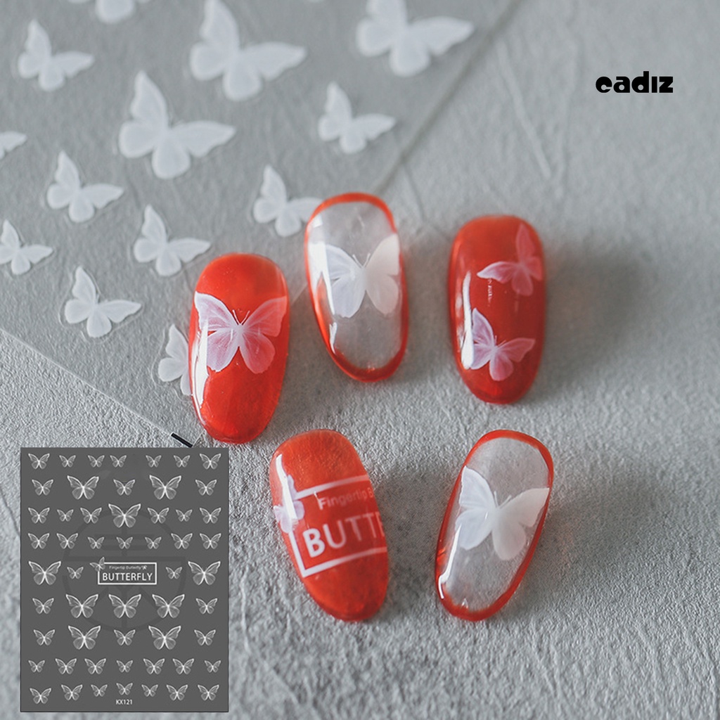 Miếng Dán Trang Trí Móng Tay Hình Bướm Trắng Dễ Sử Dụng Cho Nữ