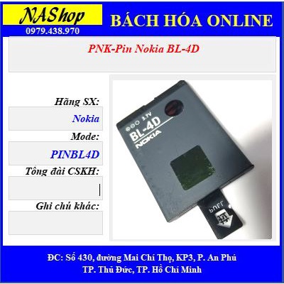 NaShop - Pin điện thoại Nokia BL4C,BL5C,BL4U,BL4B,BL4J,BL4D,BL5BT,BL5K,BL5F,BP5M,BP6M,BP4L )