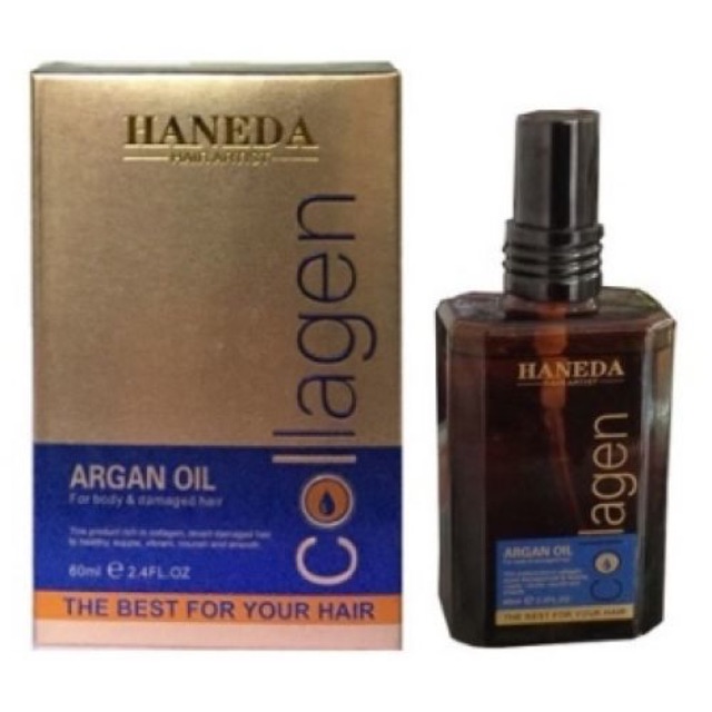 Tinh dầu dưỡng tóc khô yếu Haneda Collagen Argan Oil 60ml