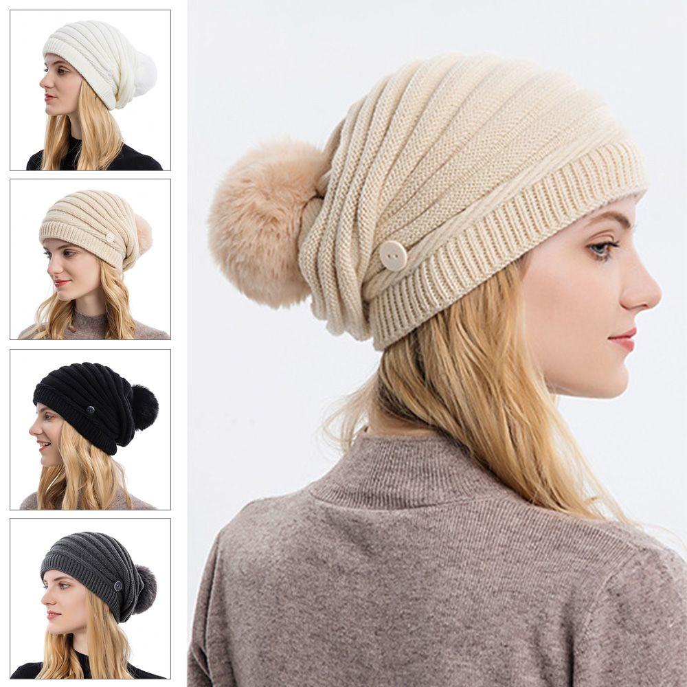 Yve Mũ Beanie Dệt Kim Co Giãn Màu Trơn Thời Trang Cho Nam / Nữ