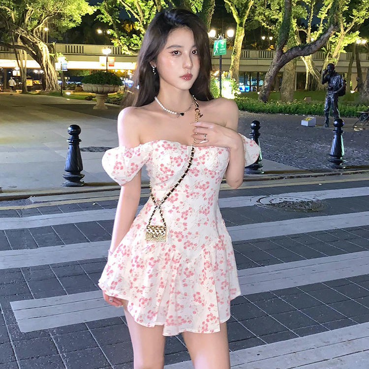 Đầm công chúa tay phồng ngắn thời trang mùa hè 2021 in hình thiên thần