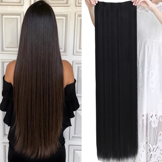 Bộ tóc giả thẳng siêu dài tự nhiên 5 kẹp màu nâu đen cho nữ 32 inch