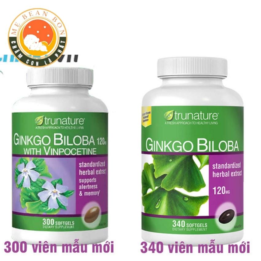 viên uống Bổ não Trunature gingko biloba with vinocetine 120mg của Mỹ 300 viên giúp tỉnh táo tinh thần minh mẫn