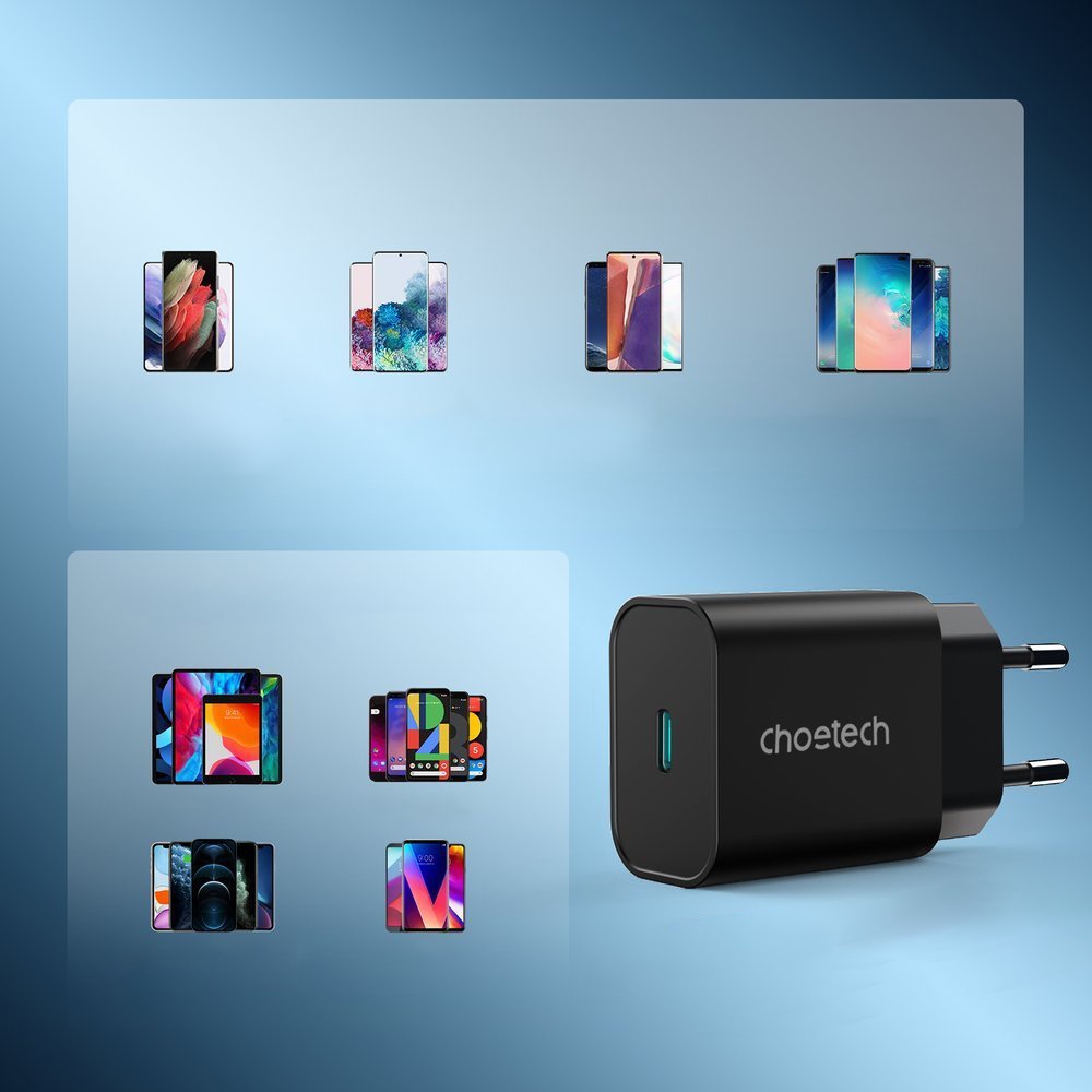 Adapter Củ Sạc Nhanh Type C 25W PPS PD3.0 CHOETECH PD6003 iPhone, iPad, Samsung, Vivo, Xiaomi, Oppo -Hàng Chính Hãng