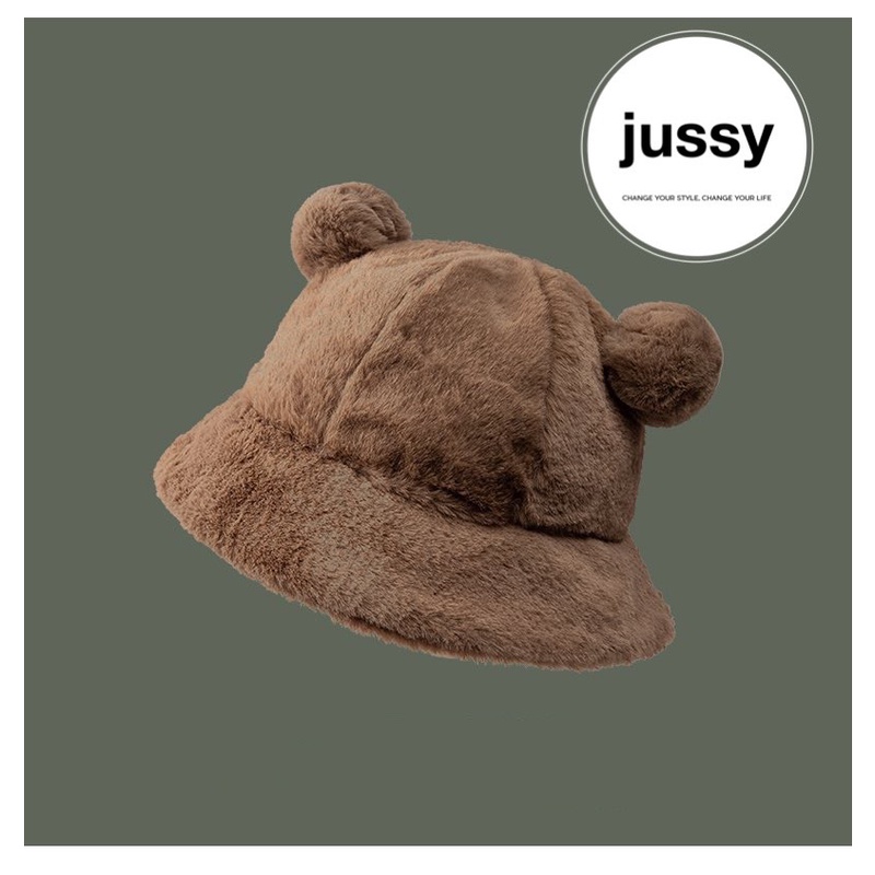 Mũ Len Tai Gấu Tròn Jussy Siêu Cute Phong Cách Mũ Bucket Hàn Quốc Chất Len Bông Dày Mịn Ấm Áp Nhiều Màu Hot Trend