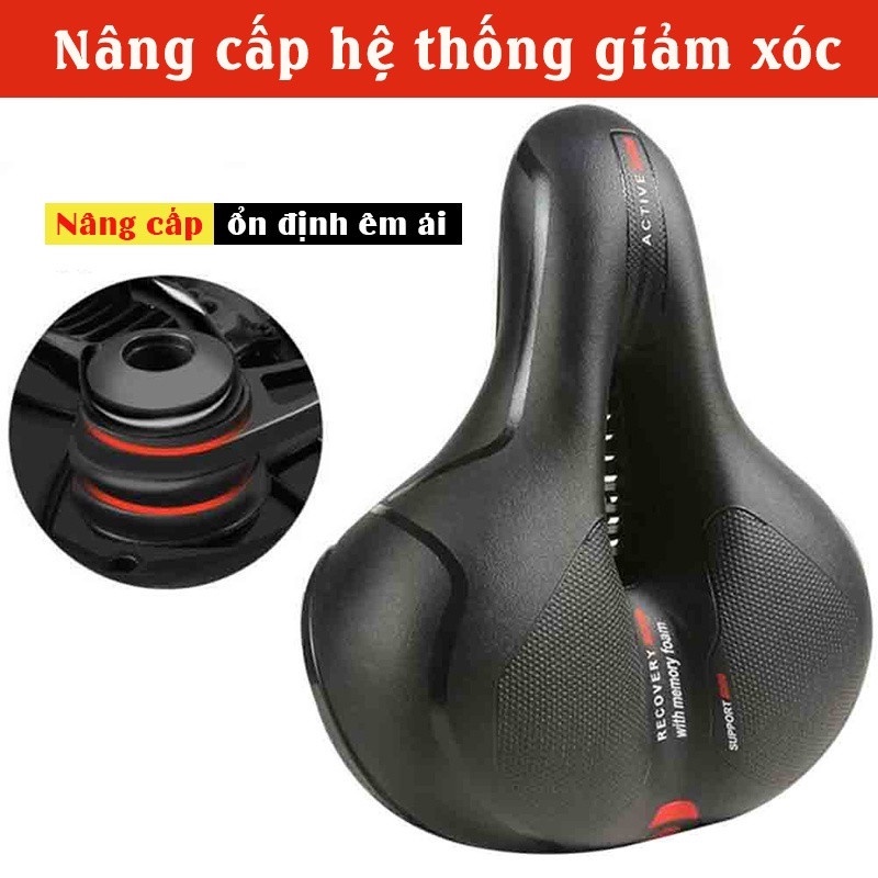 Yên Xe Đạp Siêu Êm Thoáng Khí, Yên Xe Active Chống Nước Có Rãnh Thoáng Khí