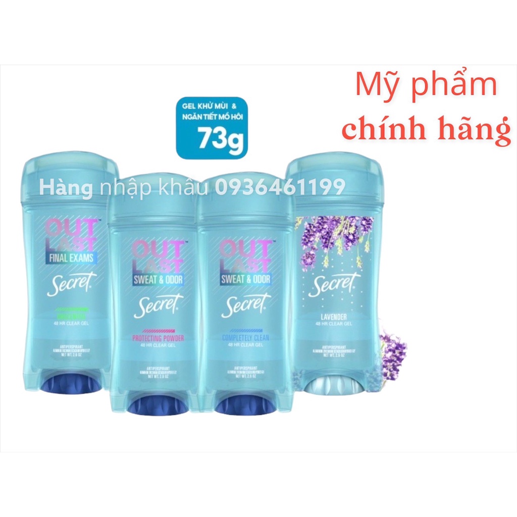 [Auth]Gel Lăn Nách Khử Mùi siêu thơm Secret 48h USA(mỹ) Invisible Solid  73gam