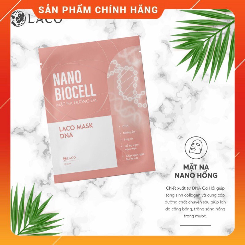 Mặt nạ sinh học Nano Biocell HỒNG - Lên men từ nước dừa tươi - Làm sáng da, giúp tăng sinh collagen-Sản phẩm chính hãng