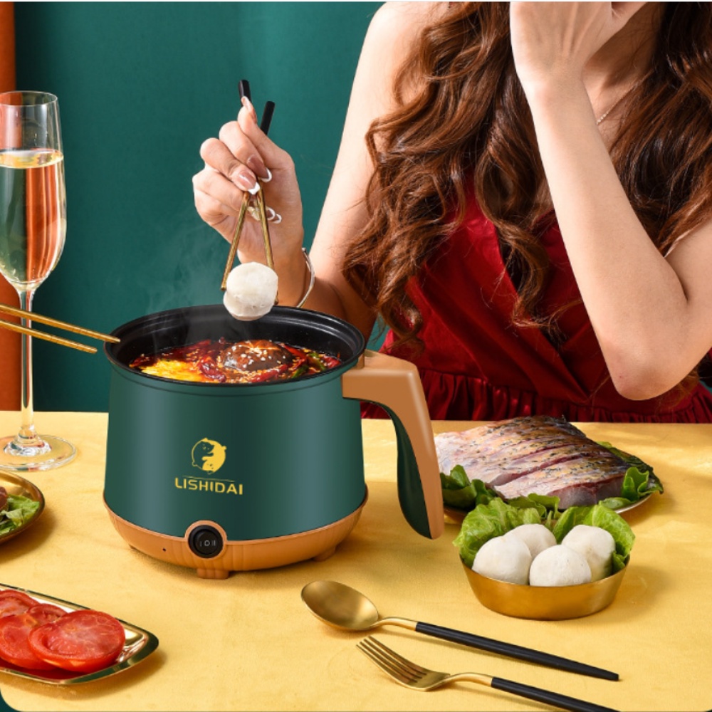 Nồi Lẩu Điện, Ca Nấu Mì Đa Năng Lishidai Dung Tích 1.8L Chiên, Xào, Nấu ăn, nấu cơm, nấu lẩu mini