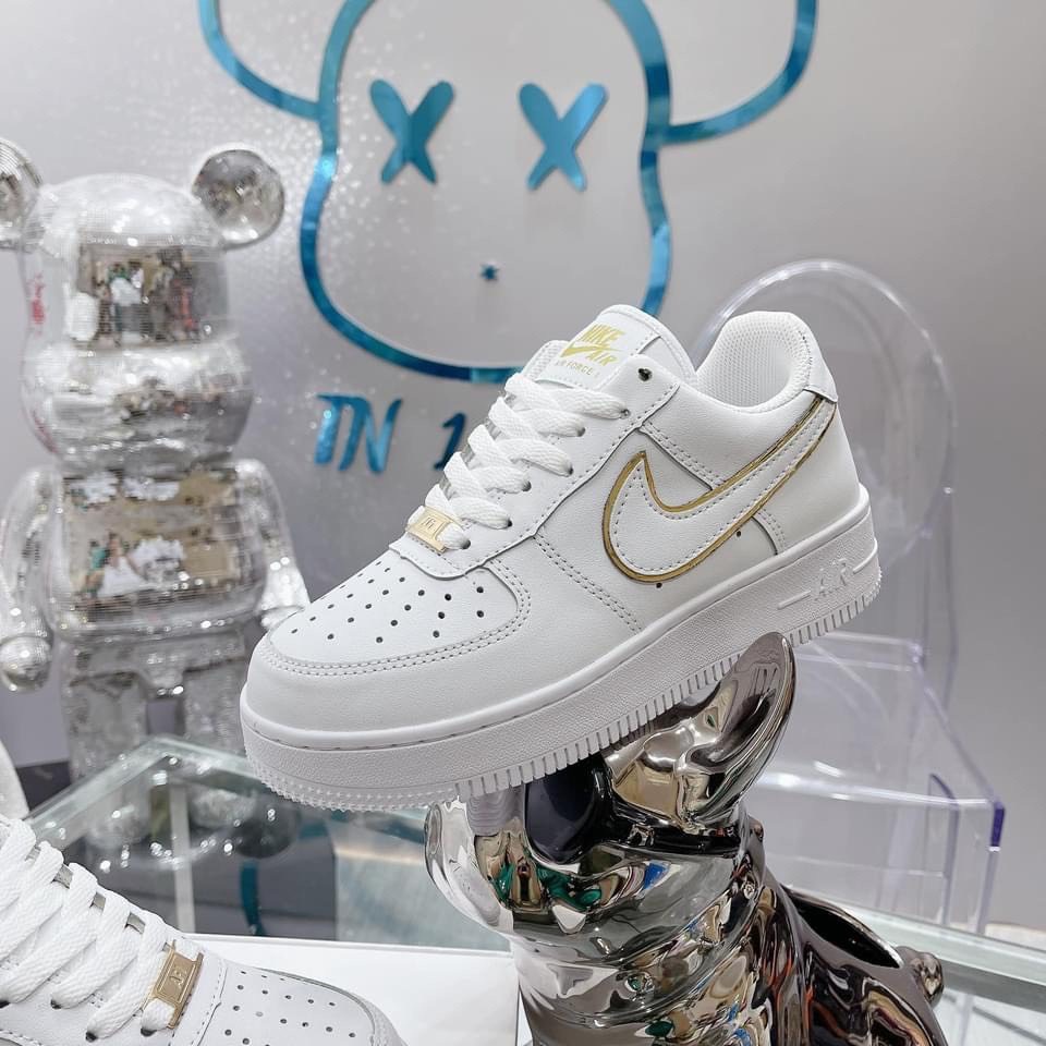 Giày air force 1 bản cao cấp giày trắng vạch vàng đế độn cực êm tặng kèm hộp