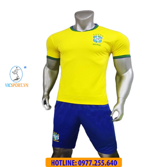 Áo Đá Bóng Brasil, Quần Áo Đá Banh Đội Tuyển BRAZIL 2022 Thun Lạnh Thoáng mát- Vicsport