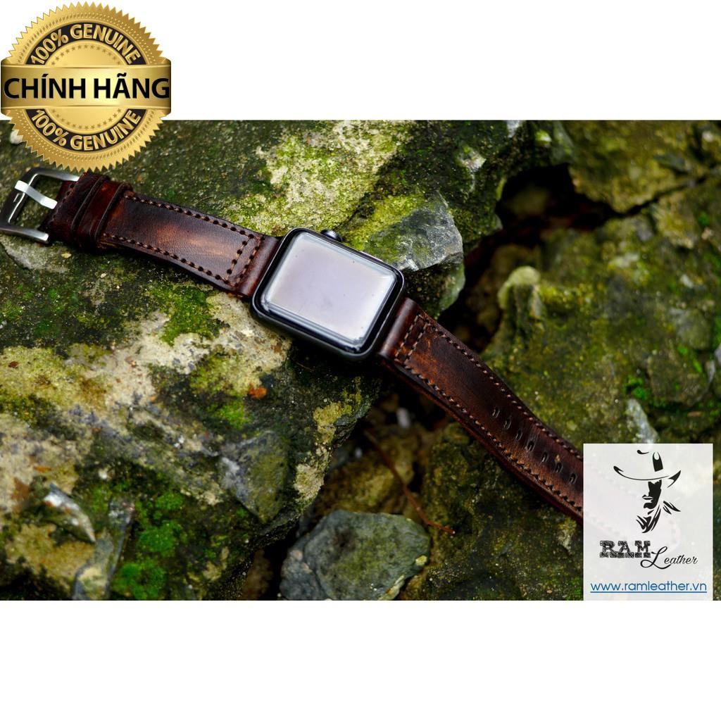 DÂY ĐỒNG HỒ DA BÒ THẬT CHO APPLE WATCH  – RAM PILOT MÀU CHOCOLATE - HÀNG CHÍNH HÃNG RAM LEATHER .