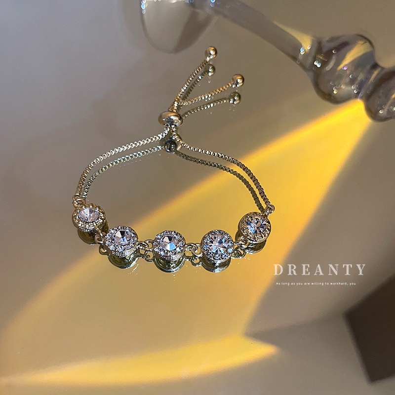 Vòng Tay Mạ Vàng Đính Đá Pha Lê Phong Cách Hàn Quốc Đơn Giản Cho Nữ