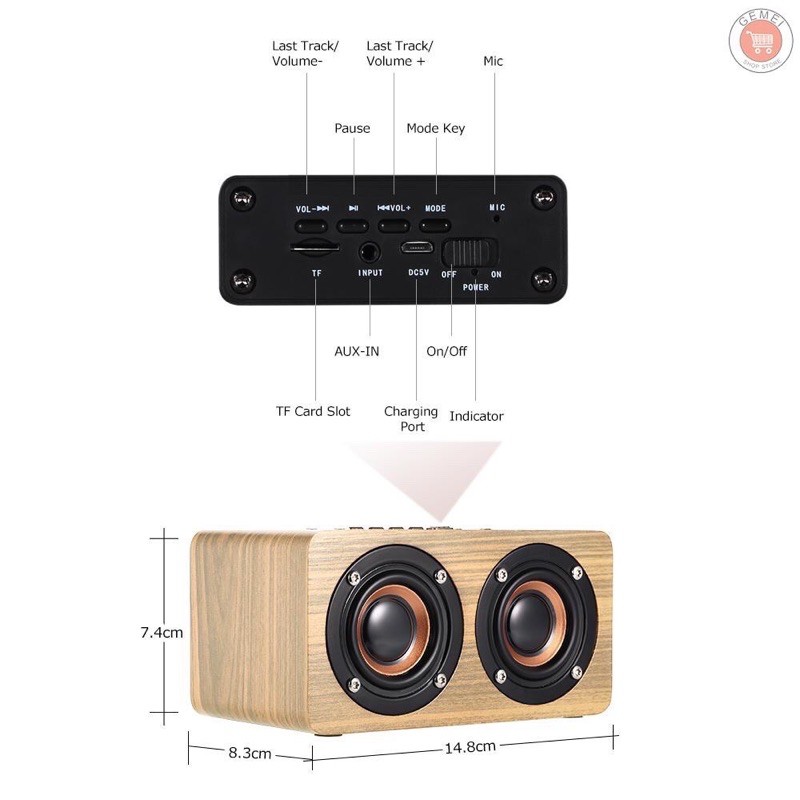 Loa Bluetooth Gỗ Cao Cấp Super Bass PC/Điện Thoại - Âm thanh nổi HIFI Stereo speaker w5