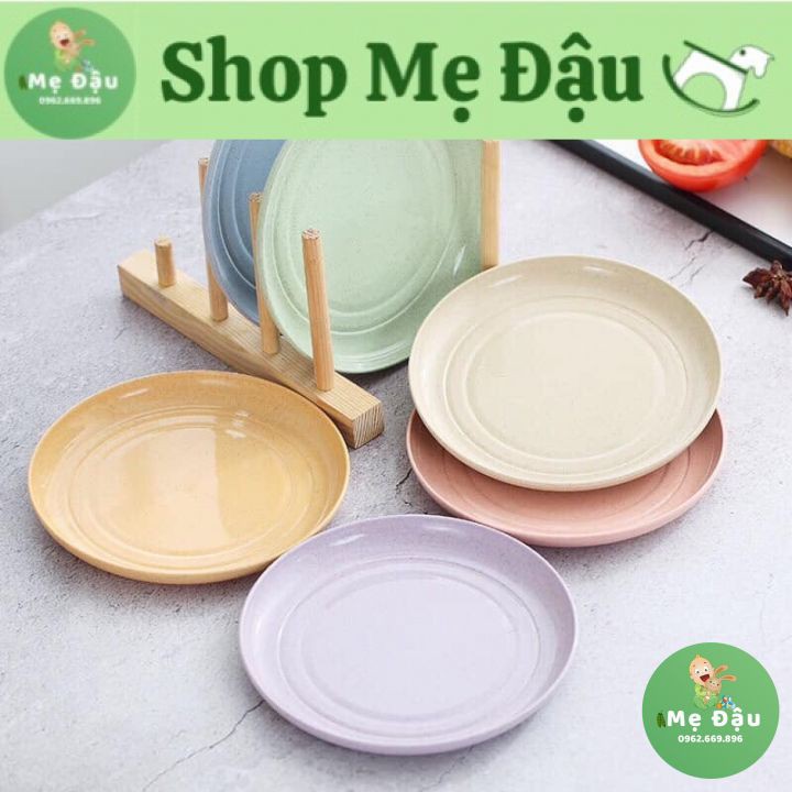 Bộ Đĩa Lúa Mạch Màu Pastel Hình Vuông &amp; Tròn