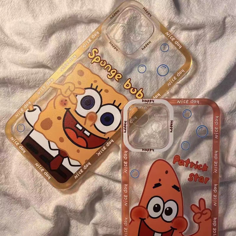 Ốp Điện Thoại Trong Suốt Họa Tiết Hoạt Hình SpongeBob Cho iPhone 13 12 11 Pro Max X Xs Max Xr 7 6 Plus