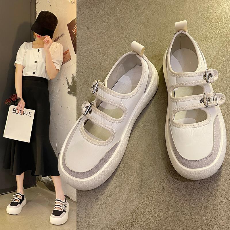 Giày canvas đế dày màu trắng thiết kế mới thời trang mùa xuân hè dành cho nữ