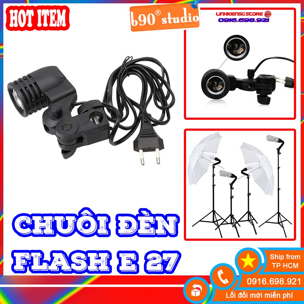 GIÁ SỈ  Chuôi Gắn Đèn Led Studio e27Lr Cho Các Studio Chụp Hình có công tắc