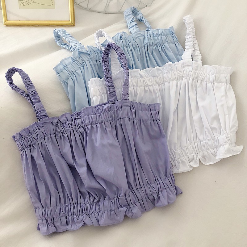 Áo Croptop Nữ 2 Dây Chun Ngực, Áo Croptop Chất Liệu Đũi Mềm Mát, Hàng Loại 1, Ảnh Thật | BigBuy360 - bigbuy360.vn