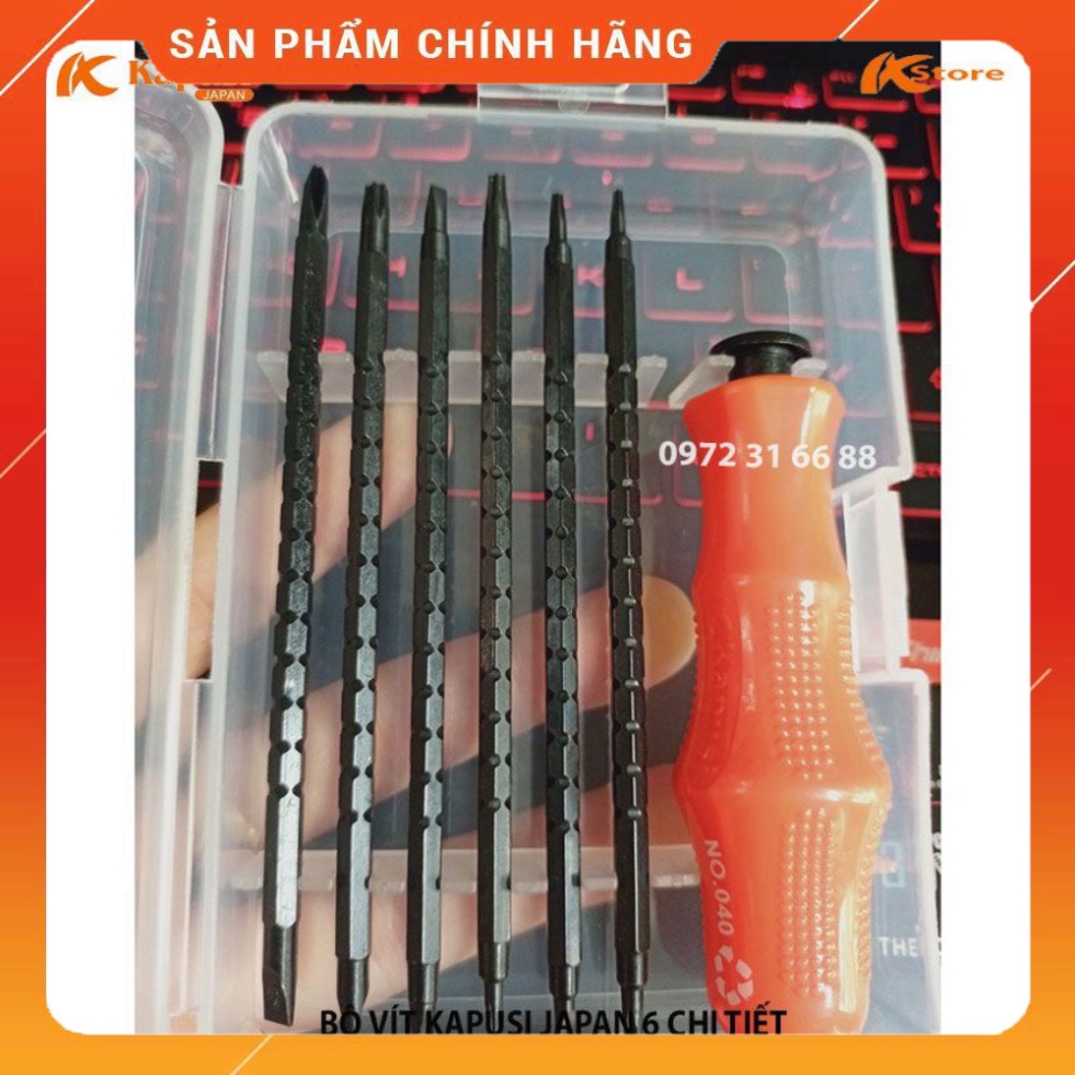 BỘ TUA VÍT ĐA NĂNG 6 CÂY VÍT 12 CỠ ĐẦU KAPUSI JAPAN - DỤNG CỤ SỬA ĐIỆN THOẠI, MÁY TÍNH, ĐỒ ĐIỆN TỬ