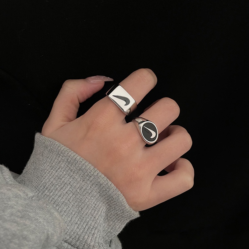 Nhẫn Hở Tick Có Thể Điều Chỉnh Biểu Tượng Đơn Giản Phong Cách hip hop Đường Phố Thời Trang Cho Nam Và Nữ