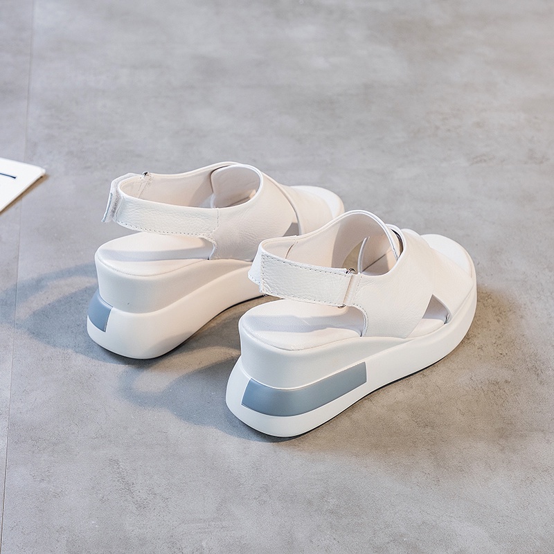 Giày Sandal Cao Gót 7C Quai Dán Đế Xuồng Mềm Thời Trang Mùa Hè 2022 Cho Nữ