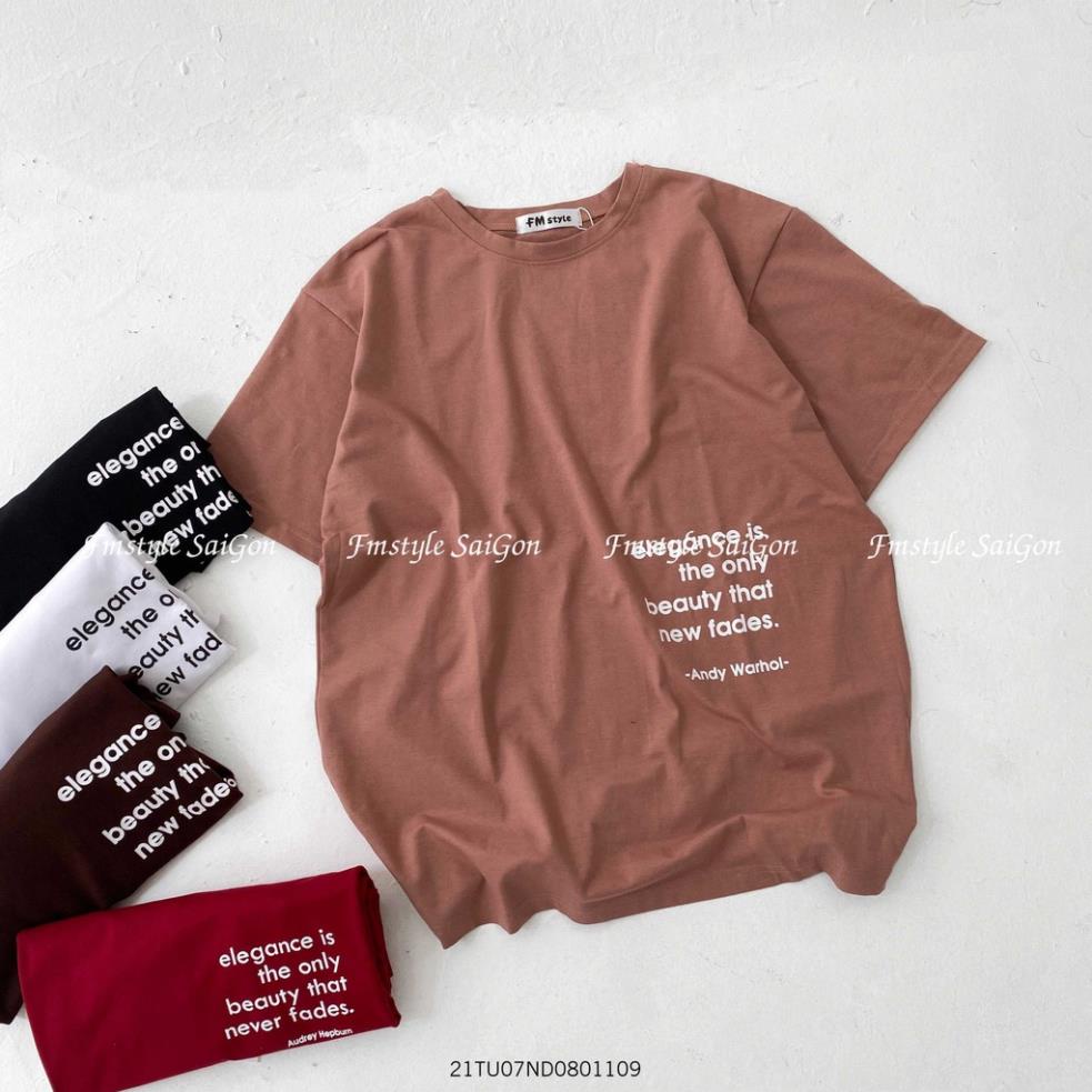 Áo thun tay lỡ Fmstyle Saigon, áo phông nữ ulzzang form rộng đẹp đi học in ELEGANCE 21TU06ND0203-21TU07ND0801 !