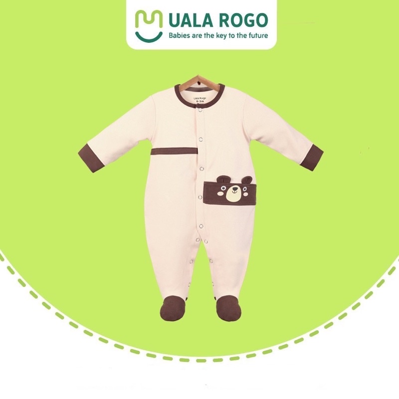 Bộ liền body liền tất Uala Rogo chất nỉ cotton phối viền xinh xắn