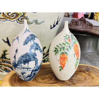 Bình hoa gốm sứ dáng hút lộc - Men Rạn Bát Tràng