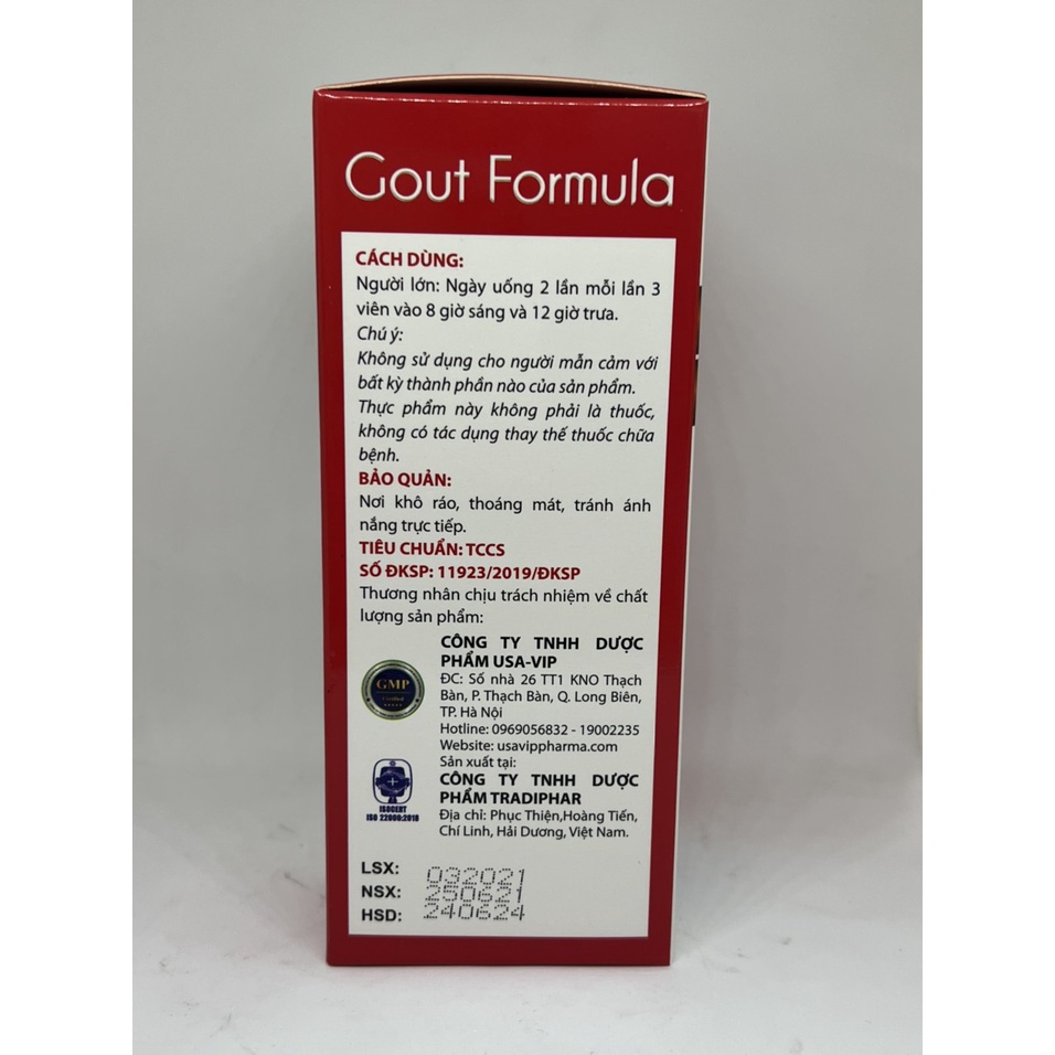 Viên Uống Gout Formula Làm Giảm Acid Uric Và Viêm Sưng Do Gout