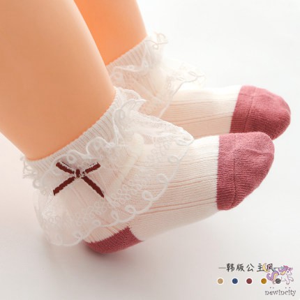 Vớ Dành Cho Bé Gái Viền Ren Đính Nơ Phong Cách Hàn Quốc