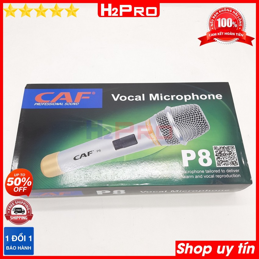 Micro karaoke có dây cao cấp CAF P8 H2Pro Chính hãng hát hay chống hú không bị tạp âm, micro karaoke cao cấp dây dài 10m