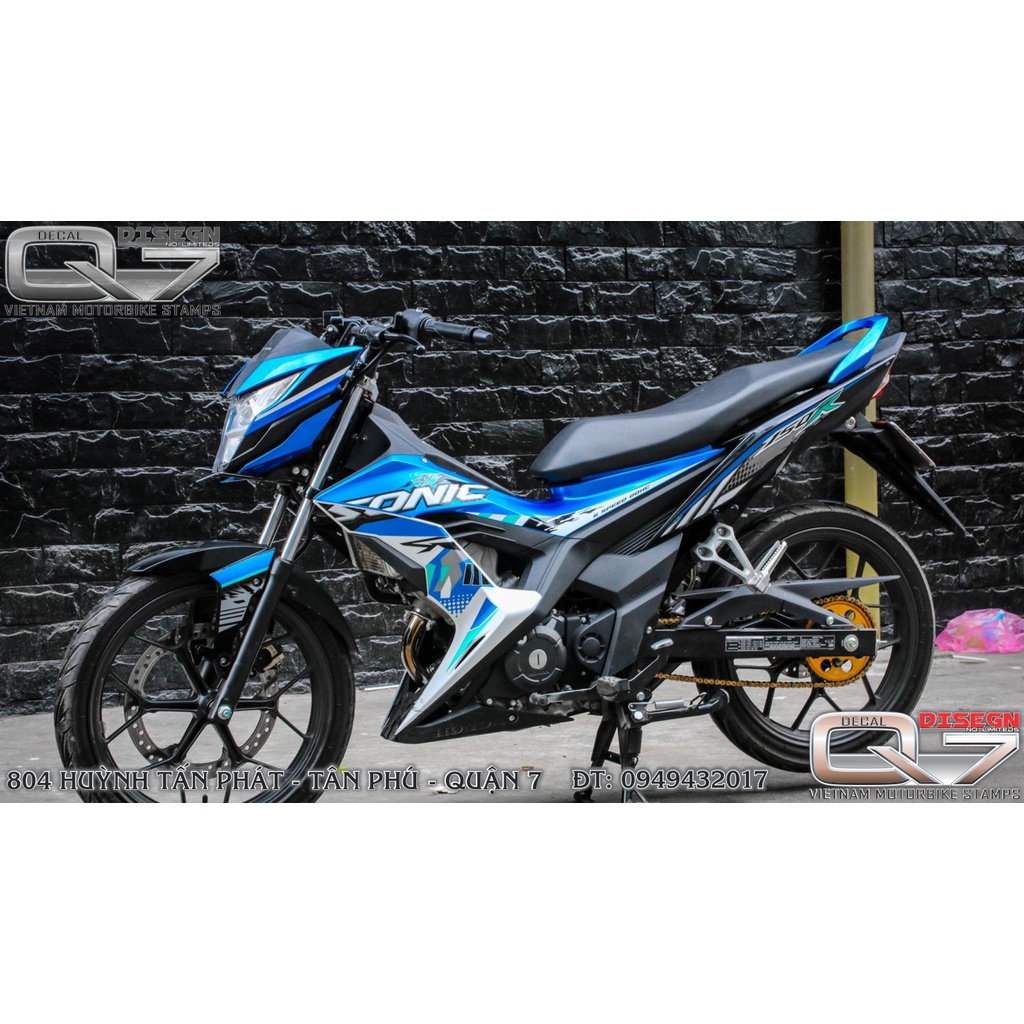Tem rời sonic 150 xanh trắng đen - decalq7