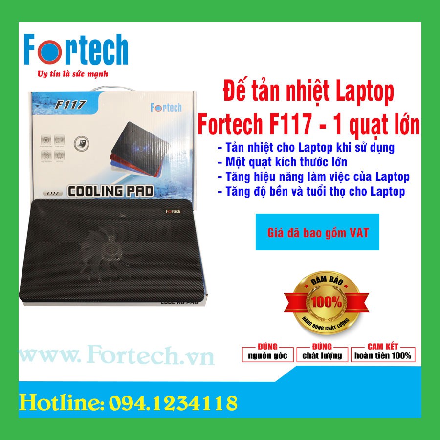 Đế tản nhiệt cho laptop Fortech F117-Làm mát Laptop, tăng độ bền và tuổi thọ của máy.