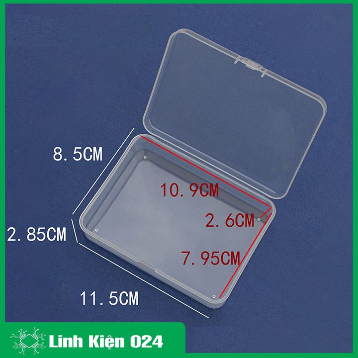 Hộp nhựa trong suốt 11.5x8.5x2.85cm đựng linh kiện điện tử, ic, các vật dụng nhỏ tiện dụng