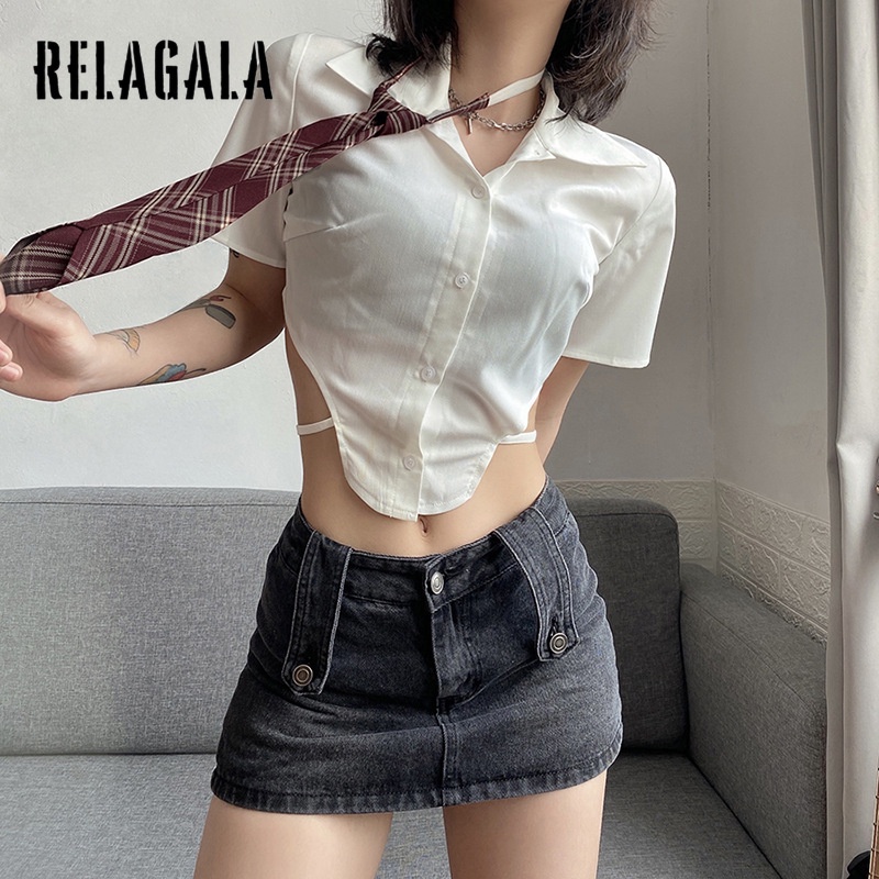 Áo Croptop Tay Ngắn Màu Trơn Dáng Ôm Thời Trang Xinh Xắn Cho Nữ