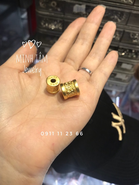 Charm bạc lu thống hình trống khắc chú bạc S999