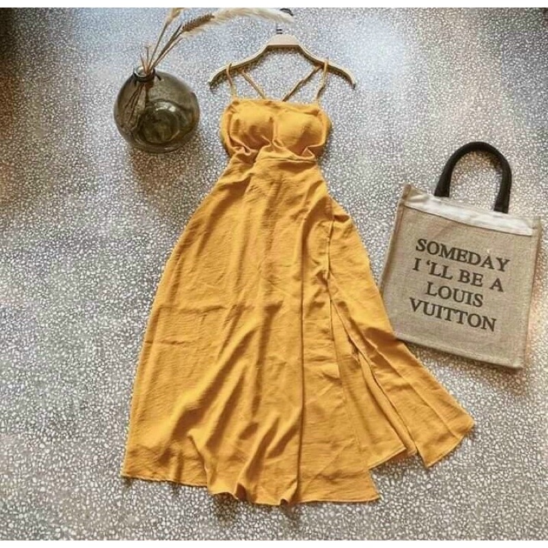 Đầm maxi đi biển đan dây lưng chéo xẻ tà nóng bỏng Holiday BT084
