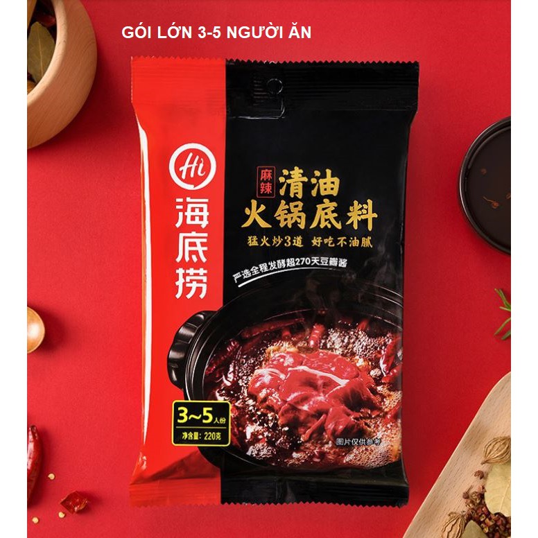 Cốt gia vị lẩu Haidilao gói lớn đủ vị nước dùng cô đặc lẩu hotpot Hải Đế Lao chính hãng cay tê trường thọ cà chua thái