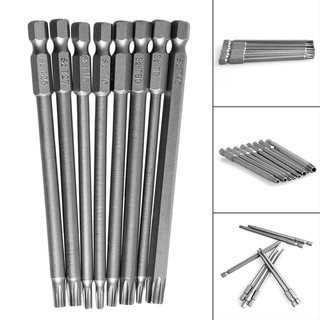 Bộ 8 Mũi Lục Giác Hoa Thị Có Lỗ Cho Khoan Và Bắt Vít 100mm