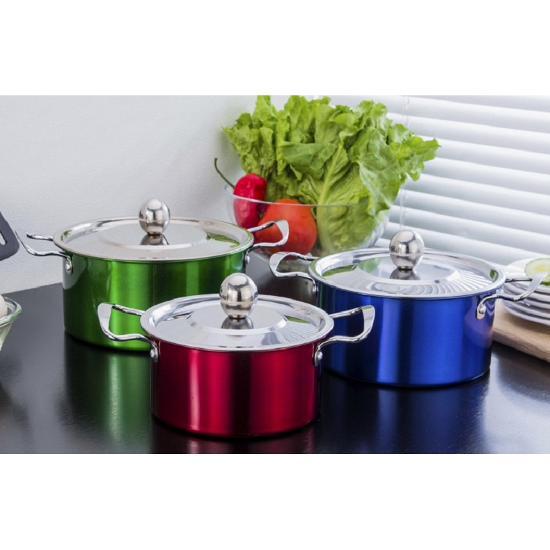 Combo 3 Nồi Inox 304 Có Nắp Và Tay Cầm Kích Thước 16-18-20cm  Combo 3 nồi inox có nắp