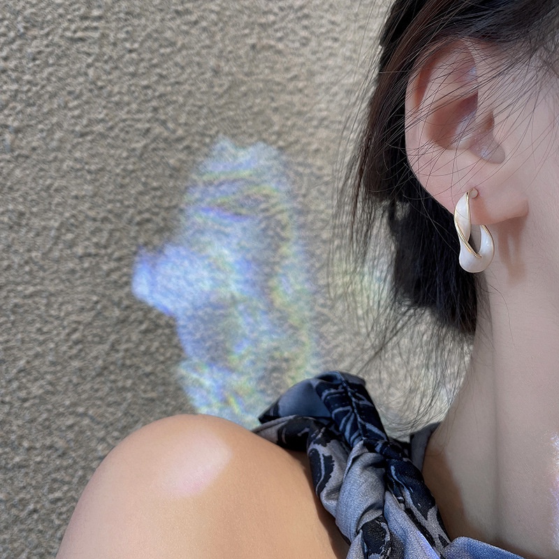 Khuyên tai hợp kim thiết kế hình học thời trang Hàn Quốc