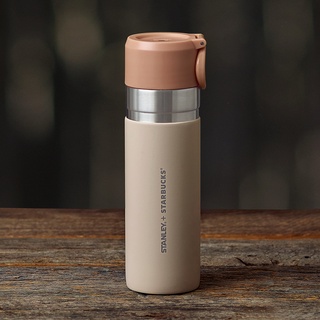 Bình Starbucks 16Oz Stainless Steel Stanley Brown And Beige