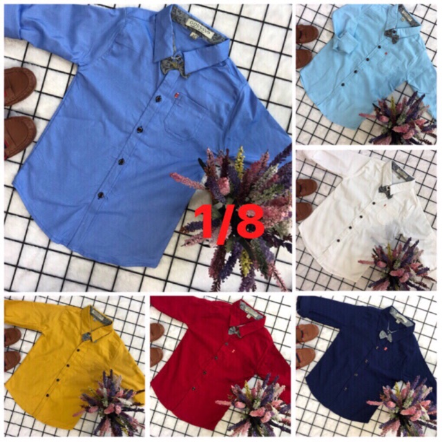 [NHẬP KIDTET hoàn 15% xu đơn 150k] Áo sơ mi dài tay bé trai,chất cotton đẹp, mát, cực co dãn, còn đủ màu như hình