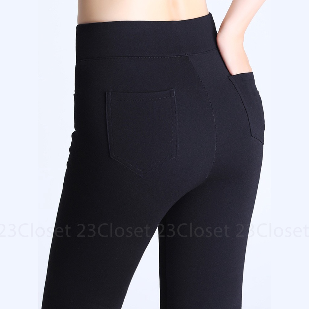 Quần legging nữ 23Closet Quần legging dài Zara đen nâng mông cạp cao có túi sau tập gym công sở dày đẹp - QLG01