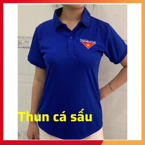 Áo đoàn Thanh Niên, Áo thun đoàn Thanh niên vải thun Poly cá sấu xịn logo thêu