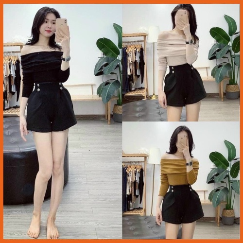 áo len nữ trễ vai vạt gập tay dài chất len tăm co giãn siêu đẹp,siêu điệu đà - áo thu đông nữ
