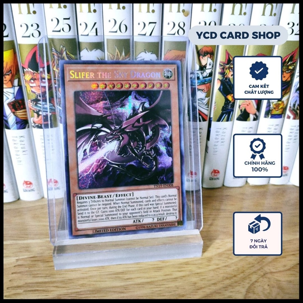 Thẻ bài yugioh chính hãng thần Osiris - Slifer the Sky Dragon  – Prismatic Secret Rare